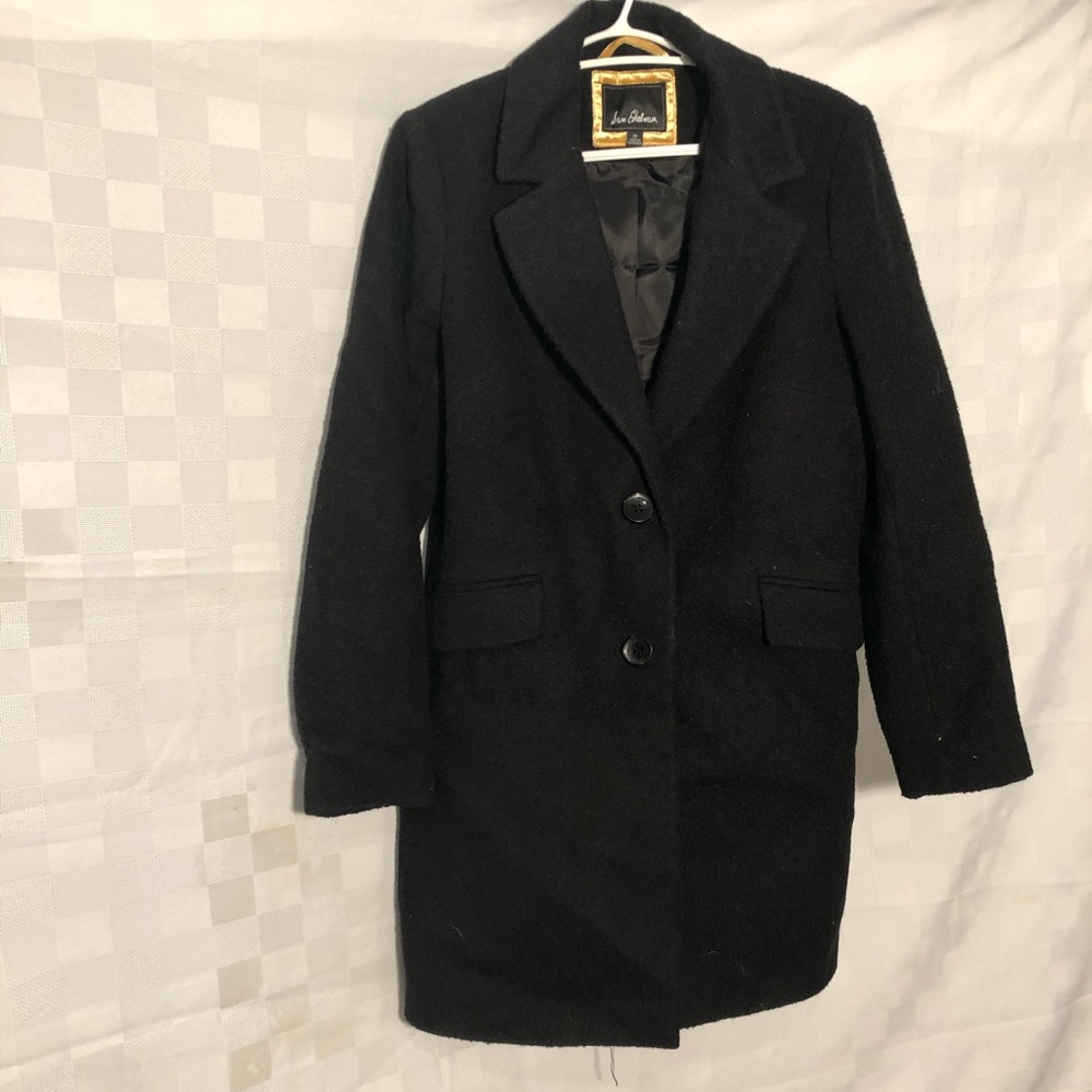 Sam Edelman Black Wool Blend  Straight Line Coat